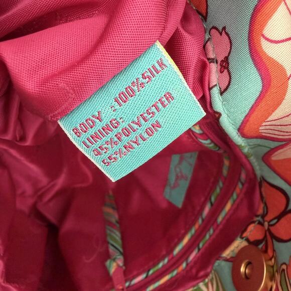 Bright Floral 100% Silk Shoulder Bag Quilted Tropical Y2K Retro Purse Girly - Picture 5 of 7